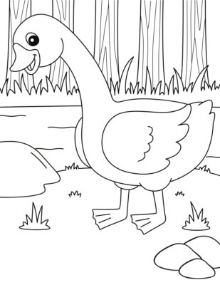 Coloring page featuring a goose