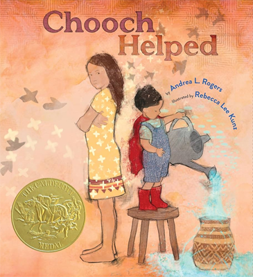 Book cover for Chooch Helped illustrated by Rebeca Lee Kunz, written by Andrea L. Rogers, Caldecott Award Winner for 2025