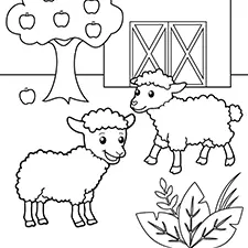 Coloring page with sheep.